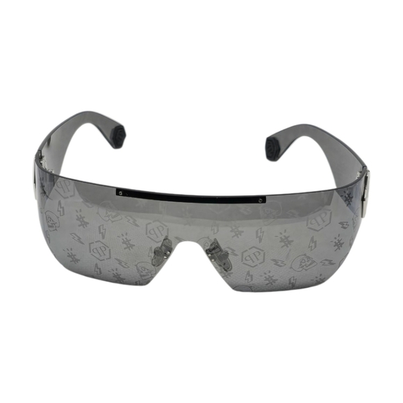 PHILIPP PLEIN SUNGLASSES Stylish Gray Sunglasses SHIELD - Picture 2 of 8